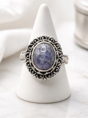 Size 6.5 Raw Tourmaline 925 Sterling Silver Statement Ring
